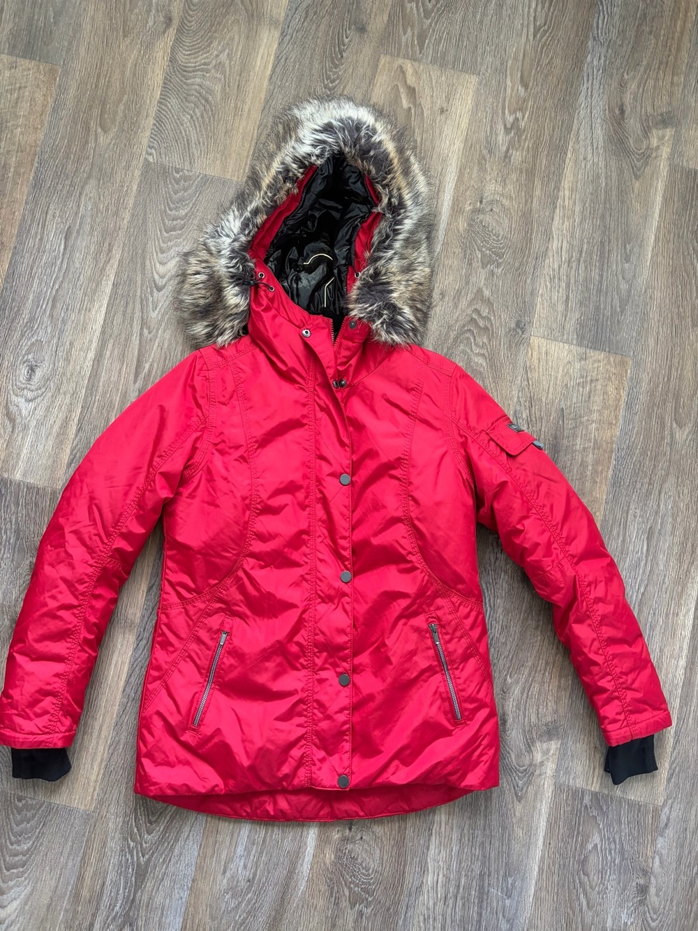 Obermeyer Payge Ski Jacket Womens 6 Red Faux Fur Hood Thermore Insulated Coat
